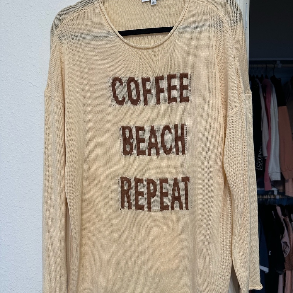 Gilli Cream Sweater with Brown Text